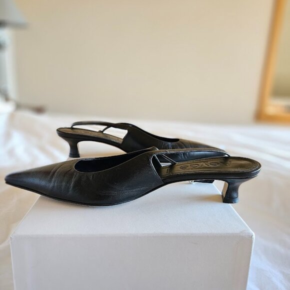 Aeyde Catrina Black pointed toe kitten heel slingbacks Size 37 EU - Picture 4 of 9